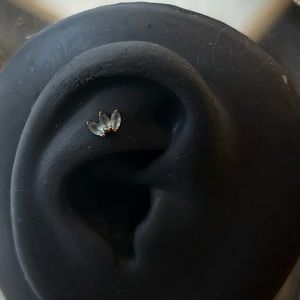 BVLA Marquise Fan in Solid Rose Gold with Genuine Swiss Blue Topaz (threadless)